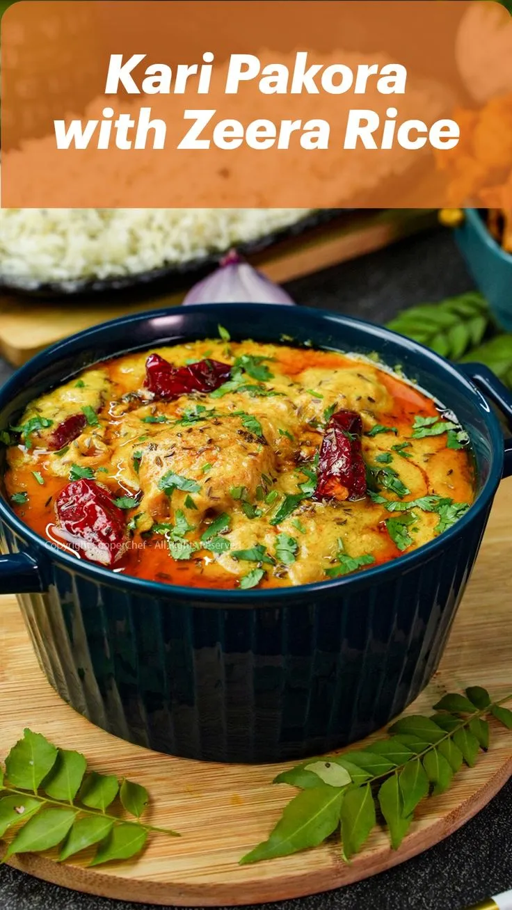 Karhi Pakora with Zeera Rice (serves 8-10 )