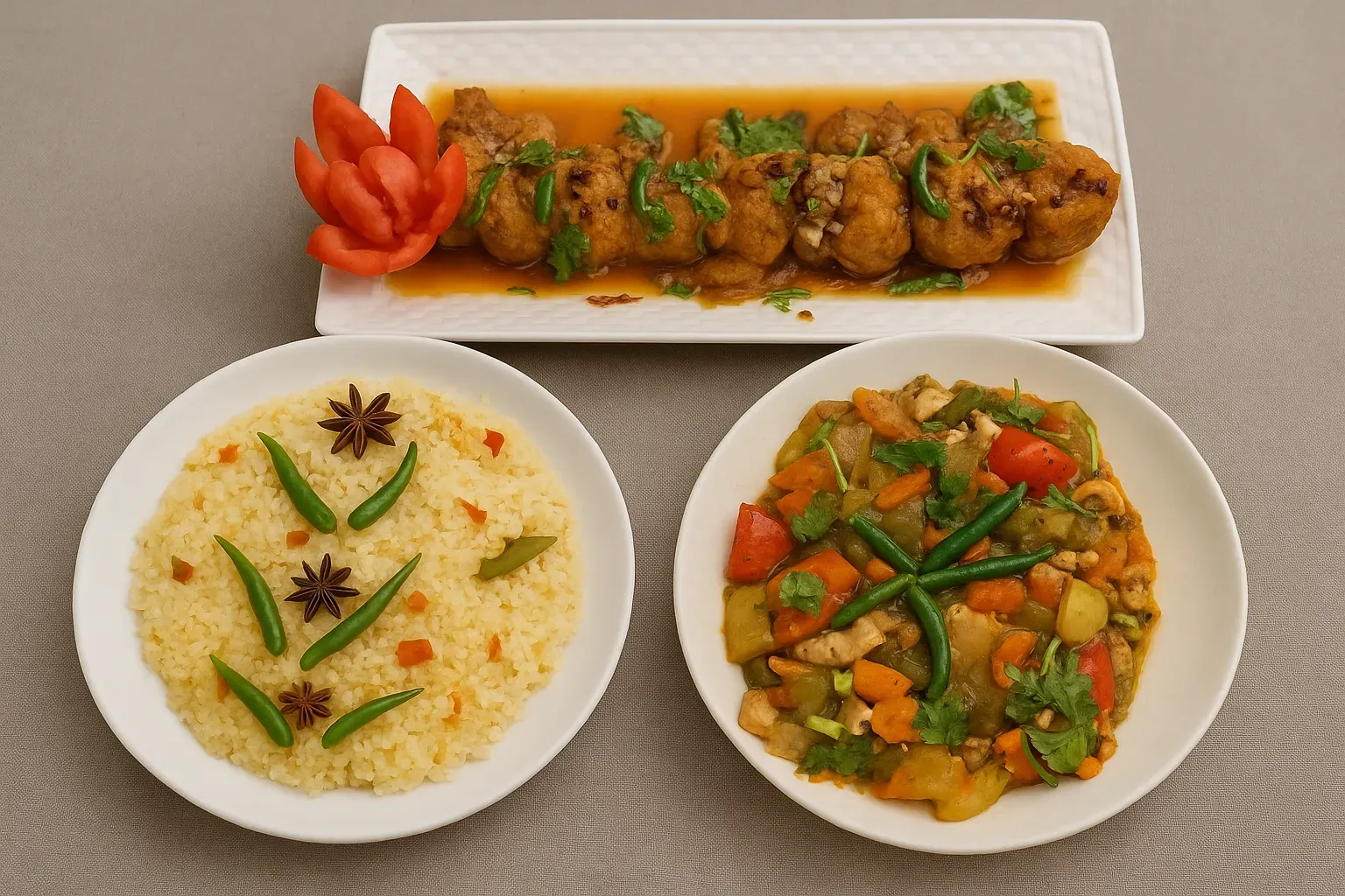 Polau, Chicken Roast, Vegetables (Combo)